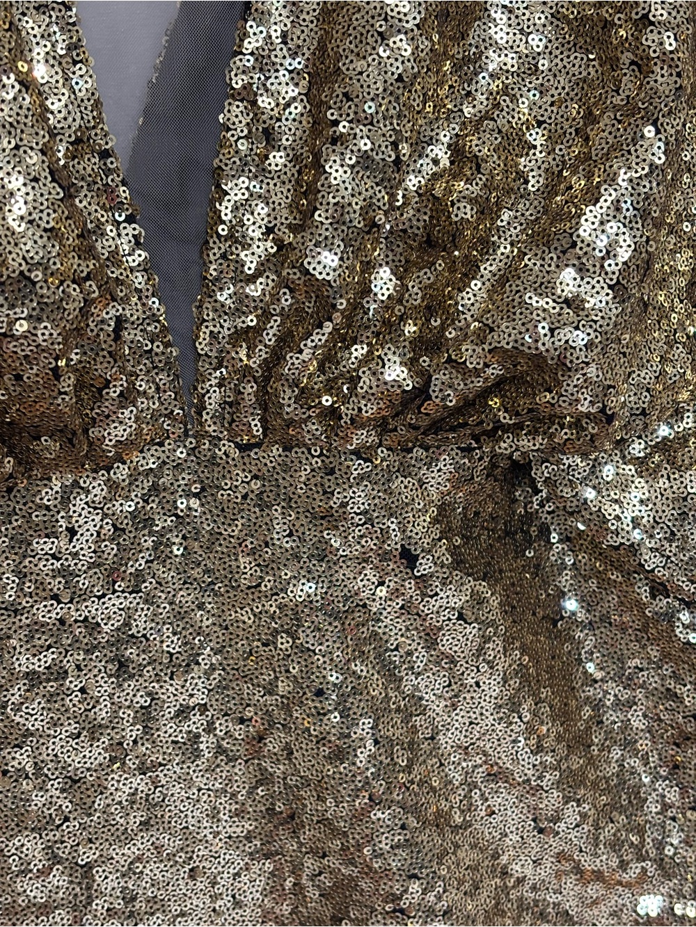 NEW BABEYOND Scoop Neck Sheer Angel Sleeve Maxi Dress Gold Sequin - Size 2X - Picture 14 of 14